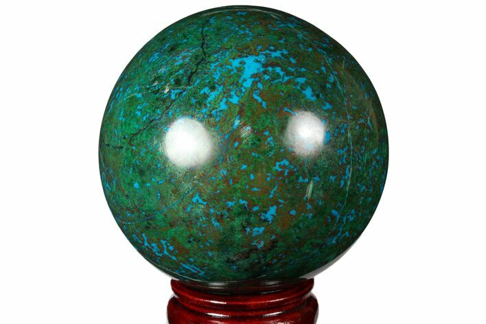 Polished Chrysocolla & Malachite Sphere - Peru #133769